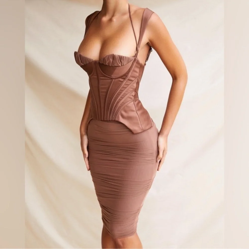 House Of Cb Dresses | House Of Cb Myrna Chocolate Brown Satin Corset Dress | Color: Brown | Size: S | Stephhhmac's Closet House Of Cb Dresses | House Of Cb Myrna Chocolate Brown Satin Corset Dress | Color: Brown | Size: S | Stephhhmac's Closet